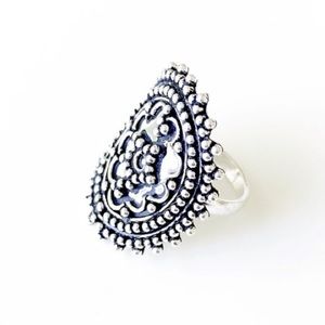 Anthropologie Large Tibetan Silver Statement Ring